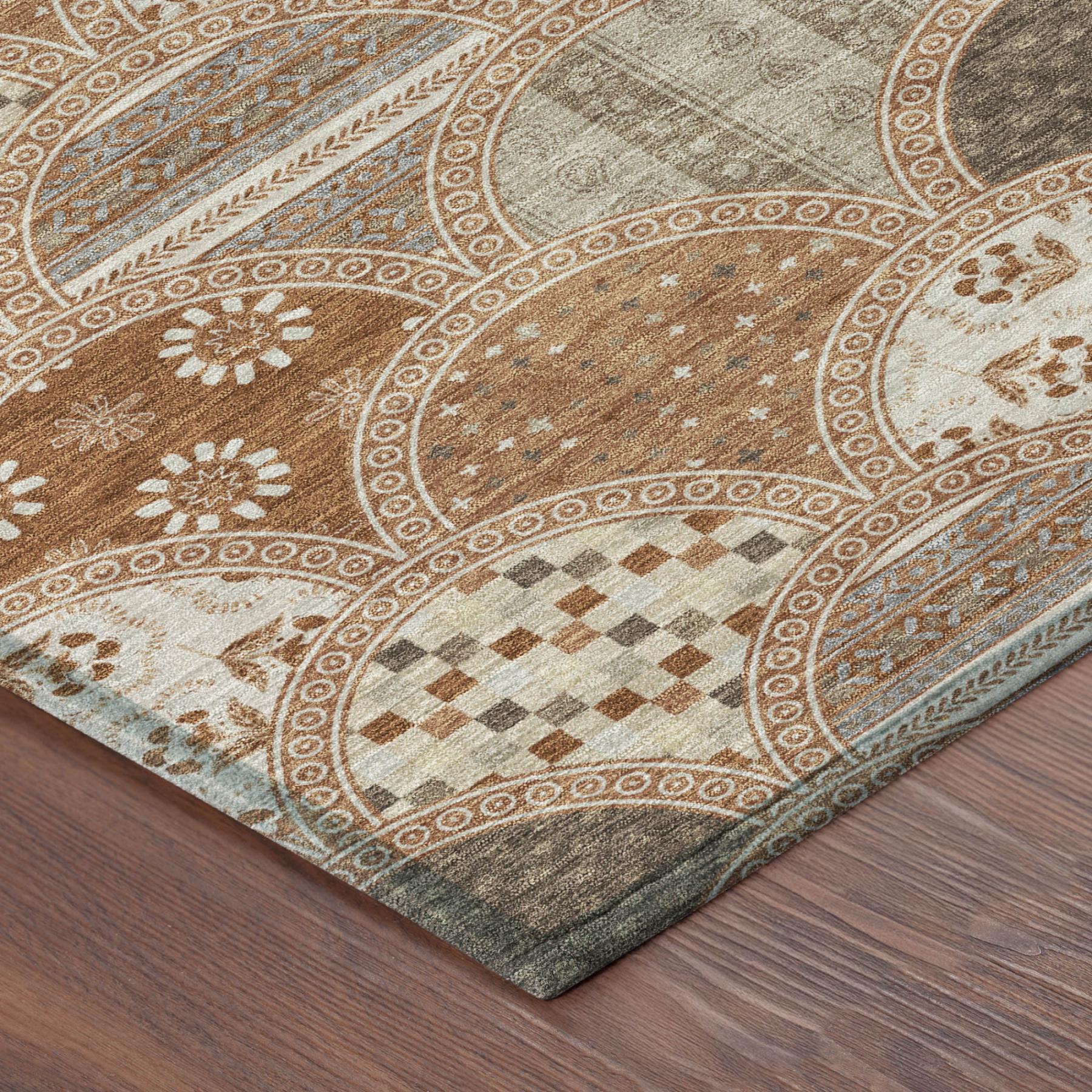 9' X 12' Orange And Chocolate Geometric Washable Indoor Outdoor Area Rug Homeroots Outdoor