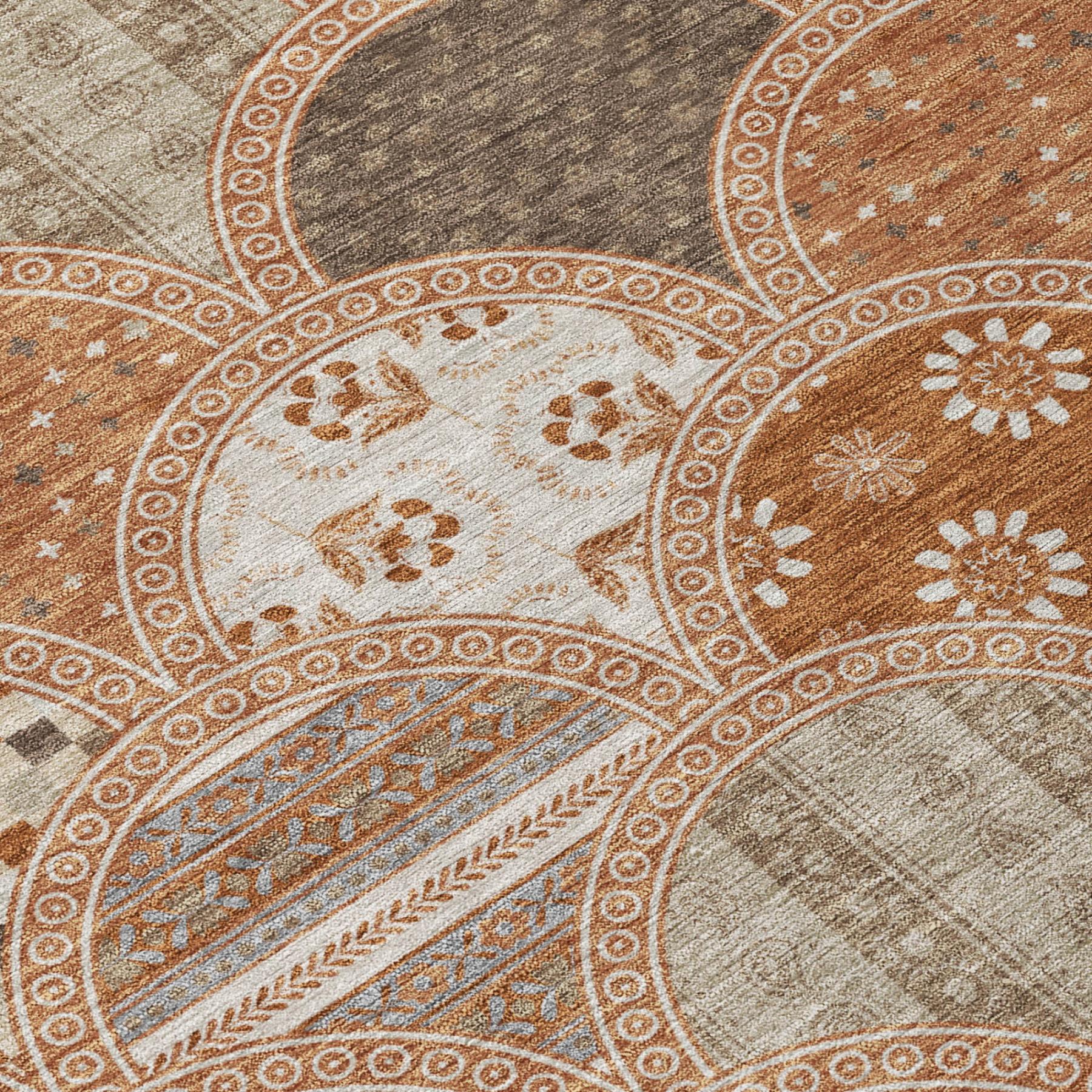 9' X 12' Orange And Chocolate Geometric Washable Indoor Outdoor Area Rug Homeroots Outdoor