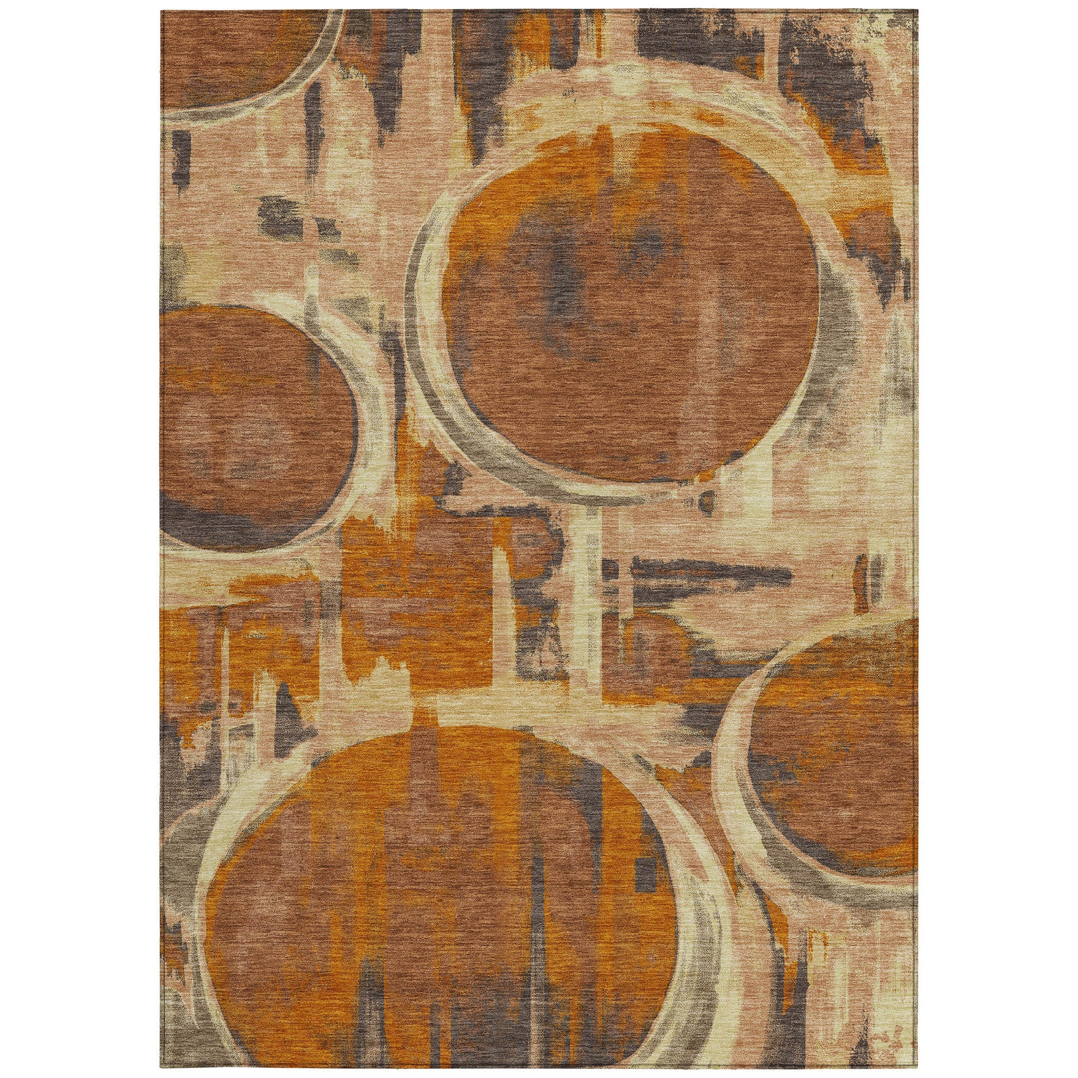 9' X 12' Orange And Copper Abstract Washable Indoor Outdoor Area Rug Homeroots Outdoor