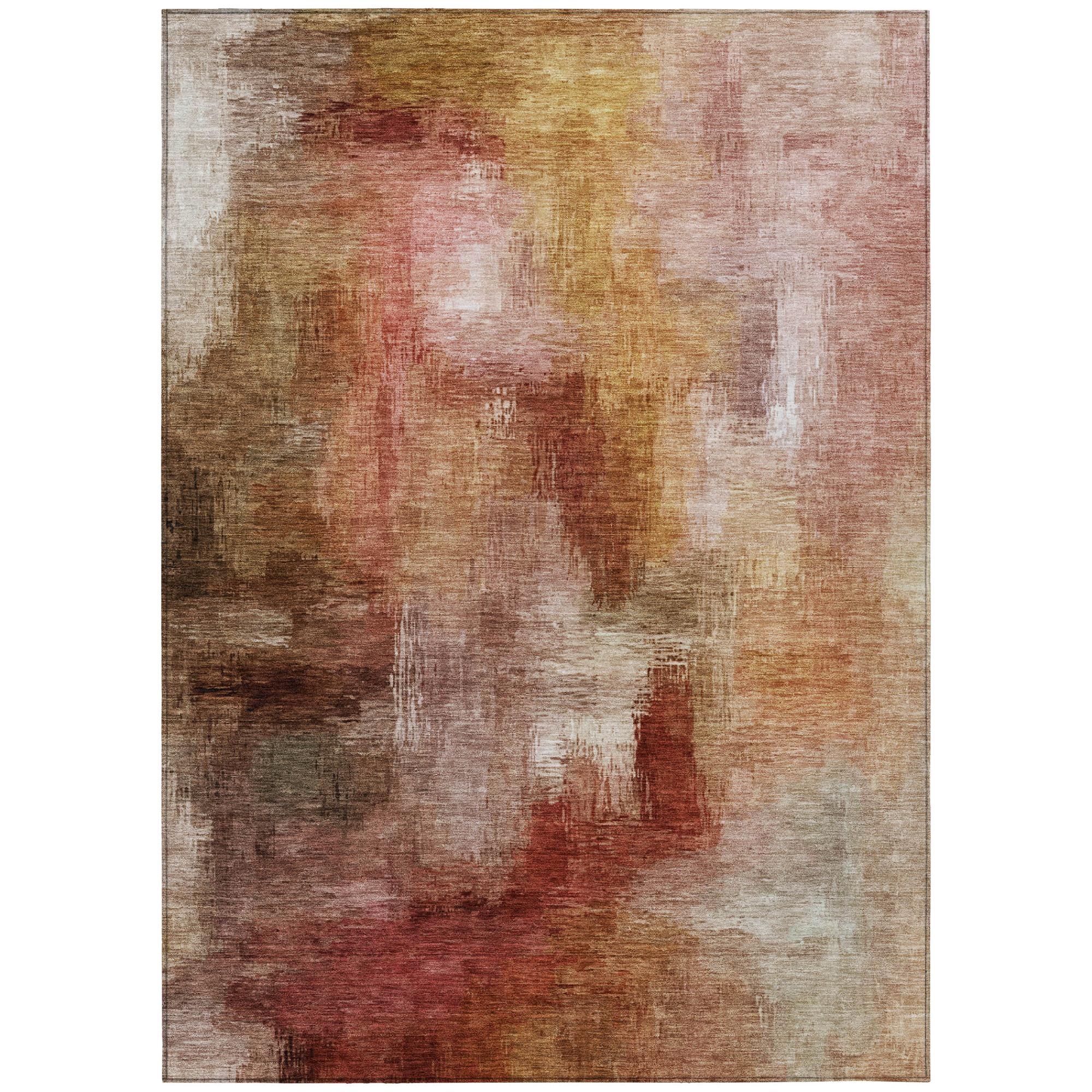 9' X 12' Orange And Copper Abstract Washable Indoor Outdoor Area Rug Homeroots Outdoor