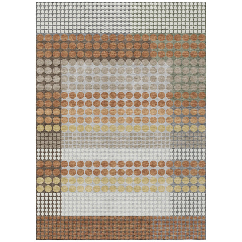 9' X 12' Orange And Copper Geometric Washable Indoor Outdoor Area Rug Homeroots Outdoor