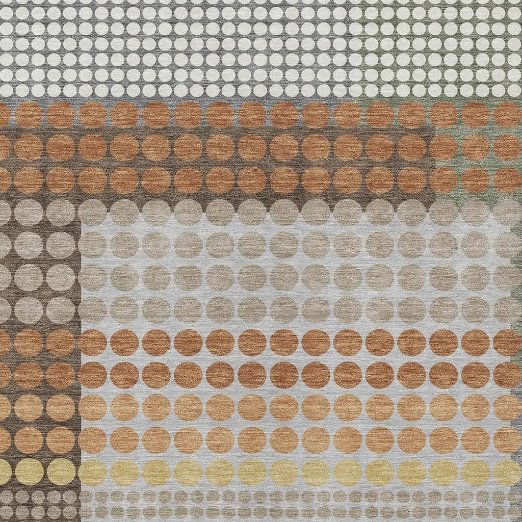 9' X 12' Orange And Copper Geometric Washable Indoor Outdoor Area Rug Homeroots Outdoor