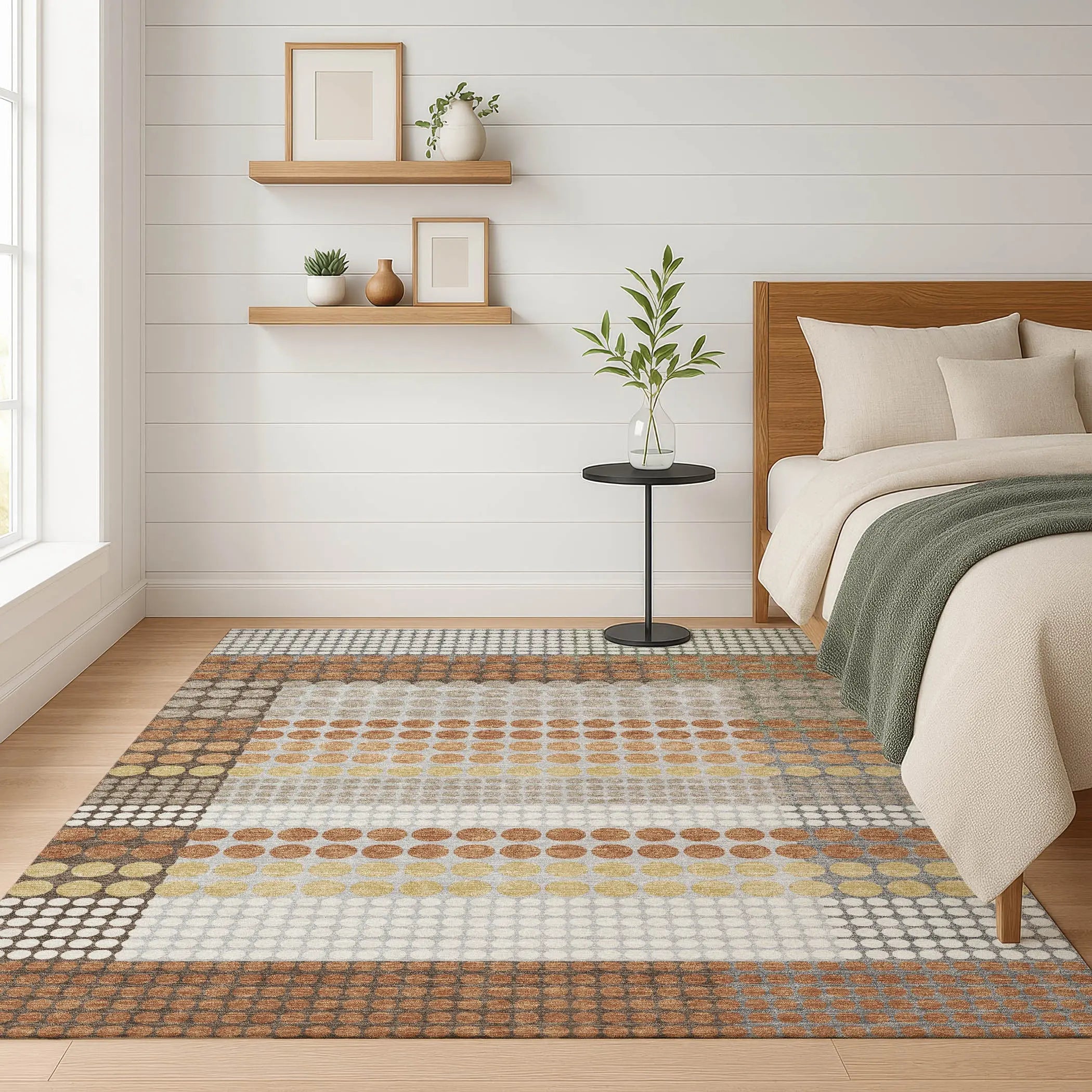 9' X 12' Orange And Copper Geometric Washable Indoor Outdoor Area Rug Homeroots Outdoor