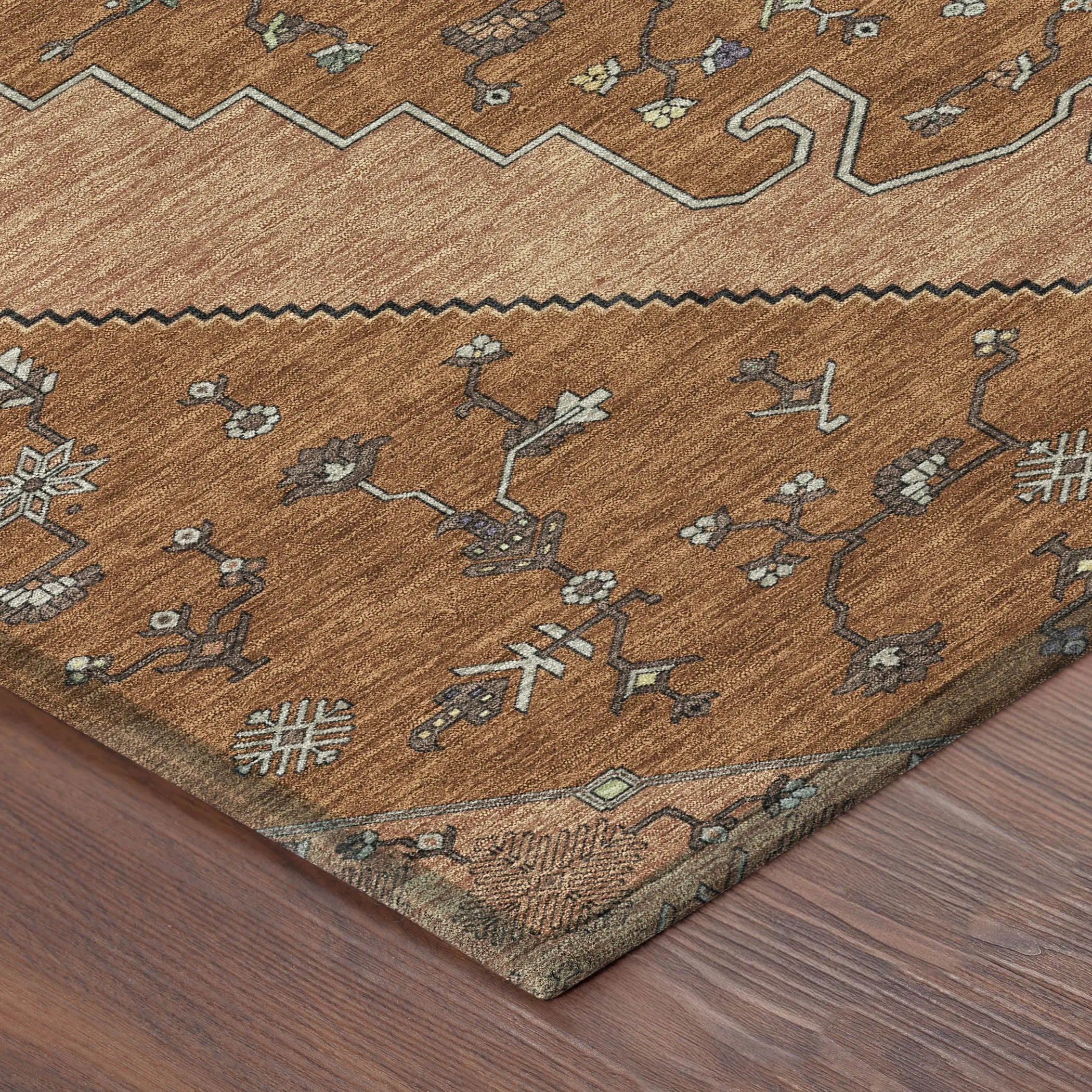 9' X 12' Orange And Copper Geometric Washable Indoor Outdoor Area Rug Homeroots Outdoor