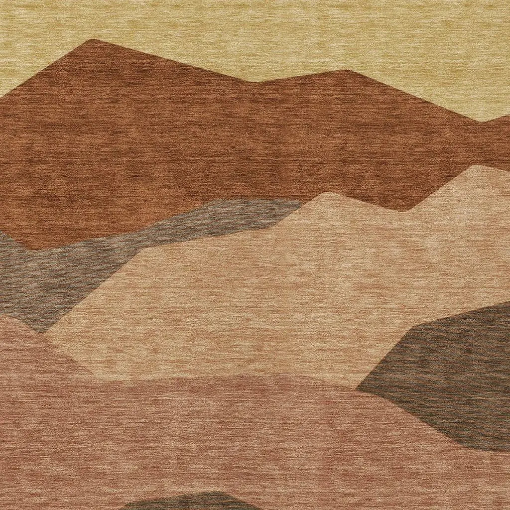 9' X 12' Orange And Copper Geometric Washable Indoor Outdoor Area Rug Homeroots Outdoor
