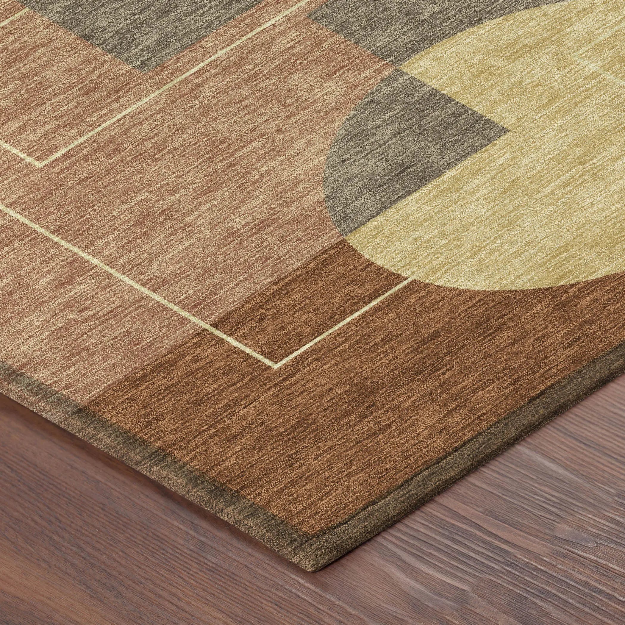 9' X 12' Orange And Copper Geometric Washable Indoor Outdoor Area Rug Homeroots Outdoor