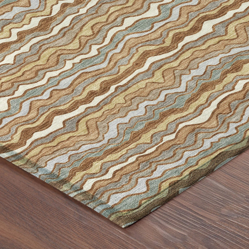 9' X 12' Orange And Copper Striped Washable Indoor Outdoor Area Rug Homeroots Outdoor