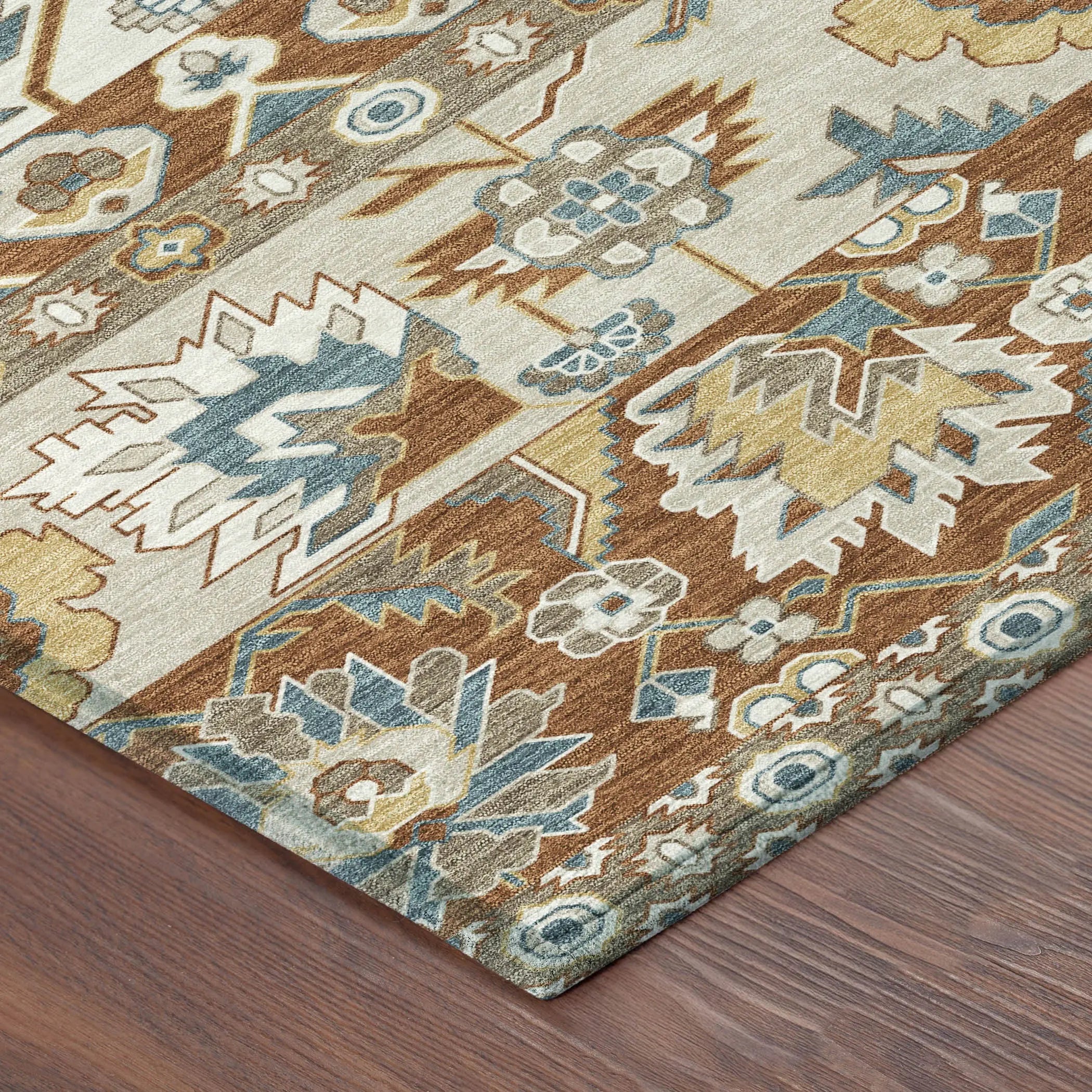 9' X 12' Orange And Gold Cactus Washable Indoor Outdoor Area Rug Homeroots Outdoor