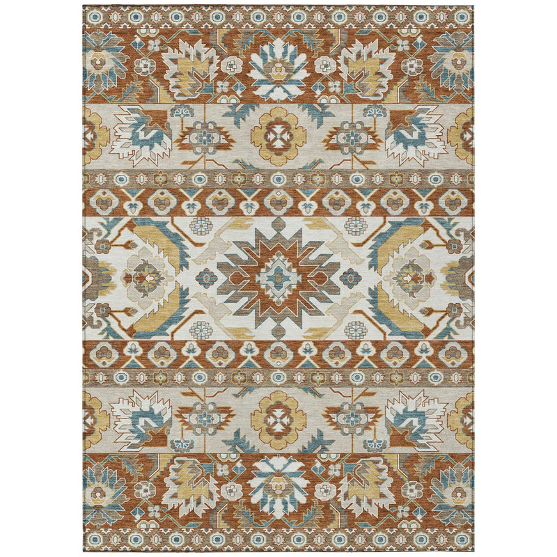 9' X 12' Orange And Gold Cactus Washable Indoor Outdoor Area Rug Homeroots Outdoor