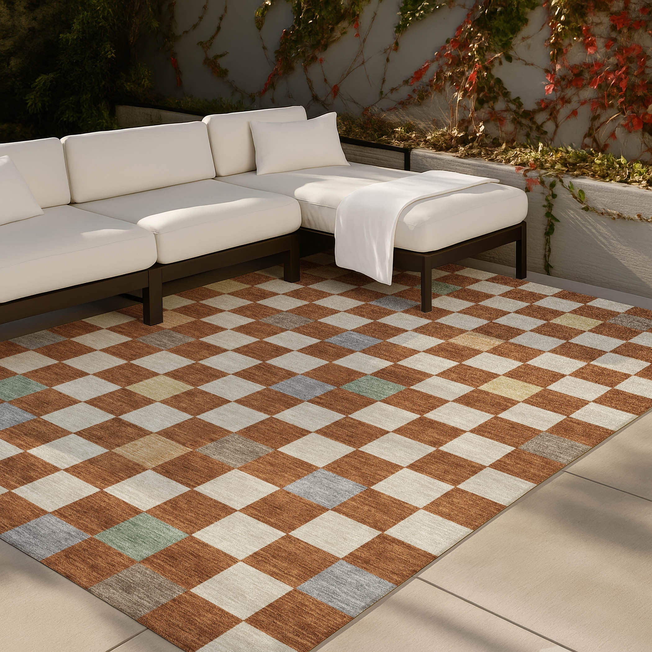 9' X 12' Orange And Gold Geometric Washable Indoor Outdoor Area Rug Homeroots Outdoor