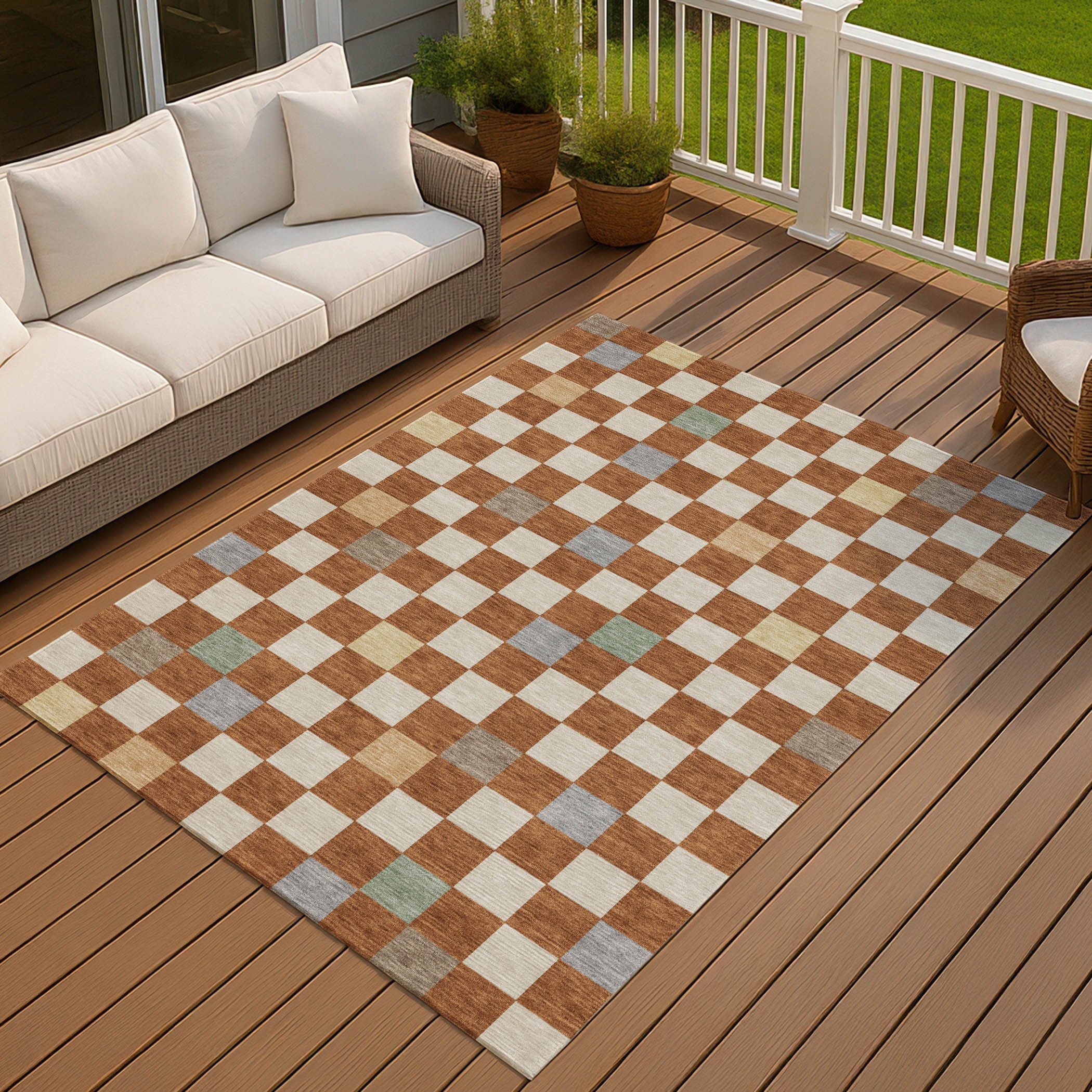 9' X 12' Orange And Gold Geometric Washable Indoor Outdoor Area Rug Homeroots Outdoor