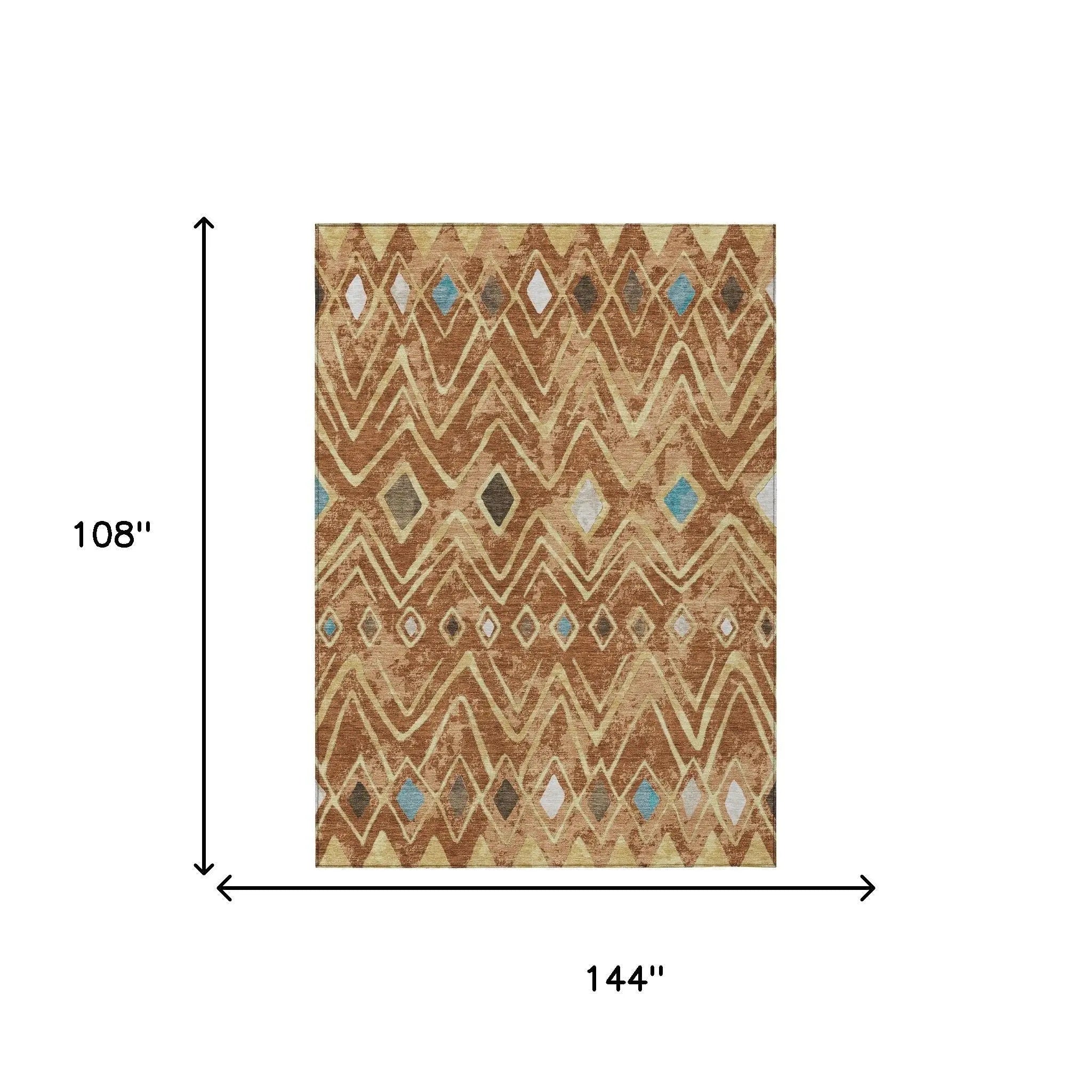 9' X 12' Orange And Graphite Geometric Washable Indoor Outdoor Area Rug Homeroots Outdoor