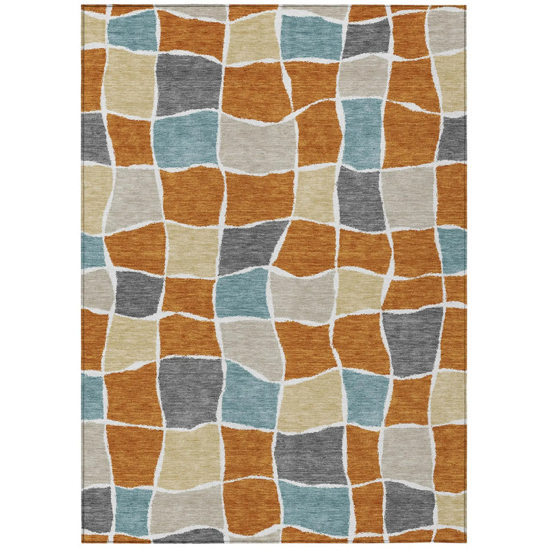 9' X 12' Orange And Graphite Geometric Washable Indoor Outdoor Area Rug Homeroots Outdoor