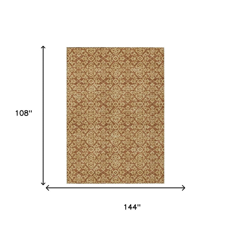 9' X 12' Orange And Graphite Oriental Washable Indoor Outdoor Area Rug Homeroots Outdoor