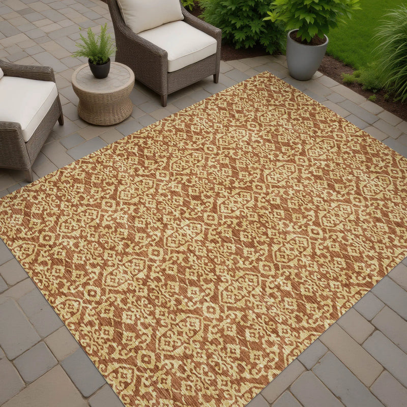 9' X 12' Orange And Graphite Oriental Washable Indoor Outdoor Area Rug Homeroots Outdoor