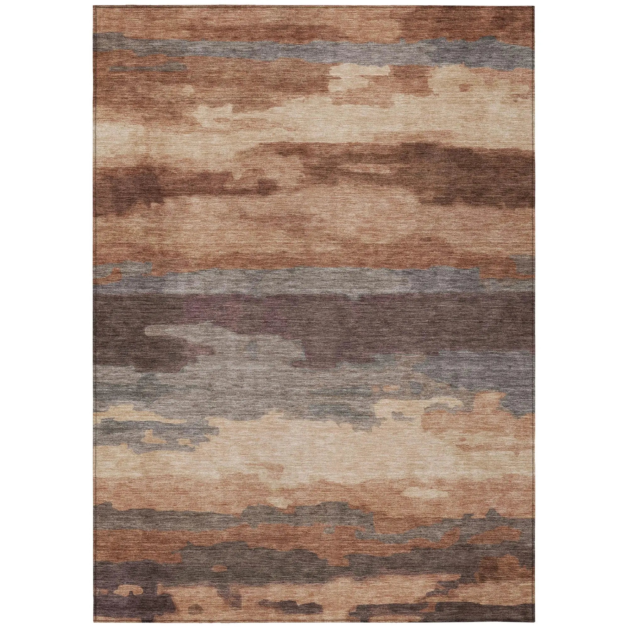 9' X 12' Orange And Gray Abstract Washable Indoor Outdoor Area Rug Homeroots Outdoor