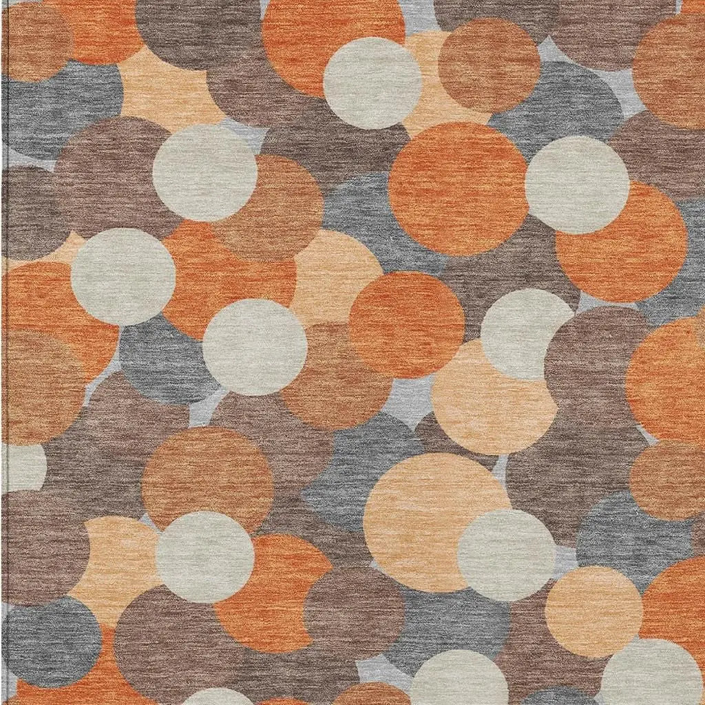 9' X 12' Orange And Gray Geometric Washable Indoor Outdoor Area Rug Homeroots Outdoor