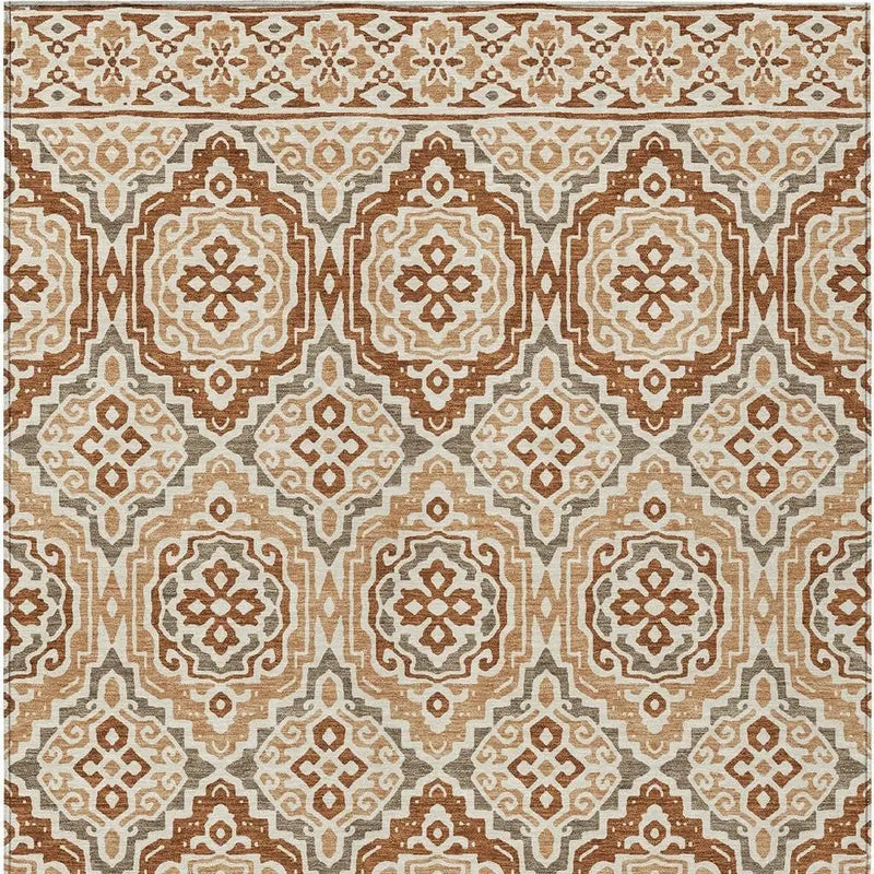 9' X 12' Orange And Gray Tribal Washable Indoor Outdoor Area Rug Homeroots Outdoor