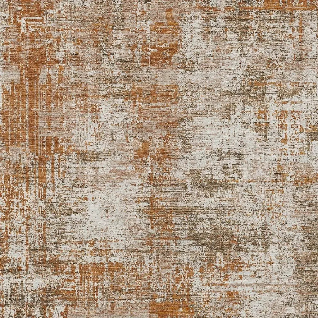 9' X 12' Orange And Green Abstract Washable Indoor Outdoor Area Rug Homeroots Outdoor