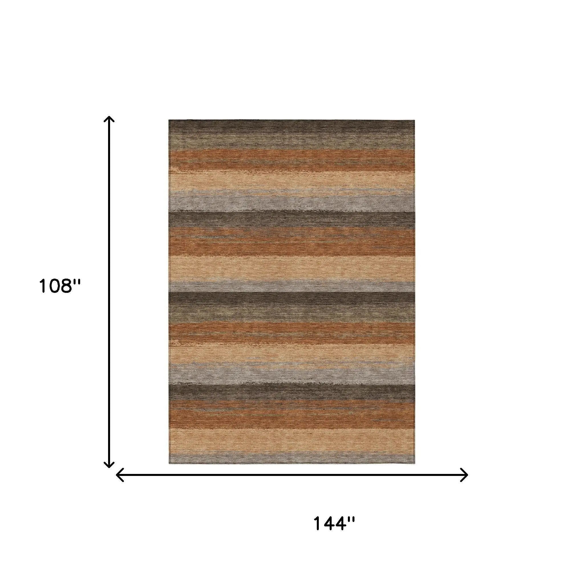 9' X 12' Orange And Green Striped Washable Indoor Outdoor Area Rug Homeroots Outdoor