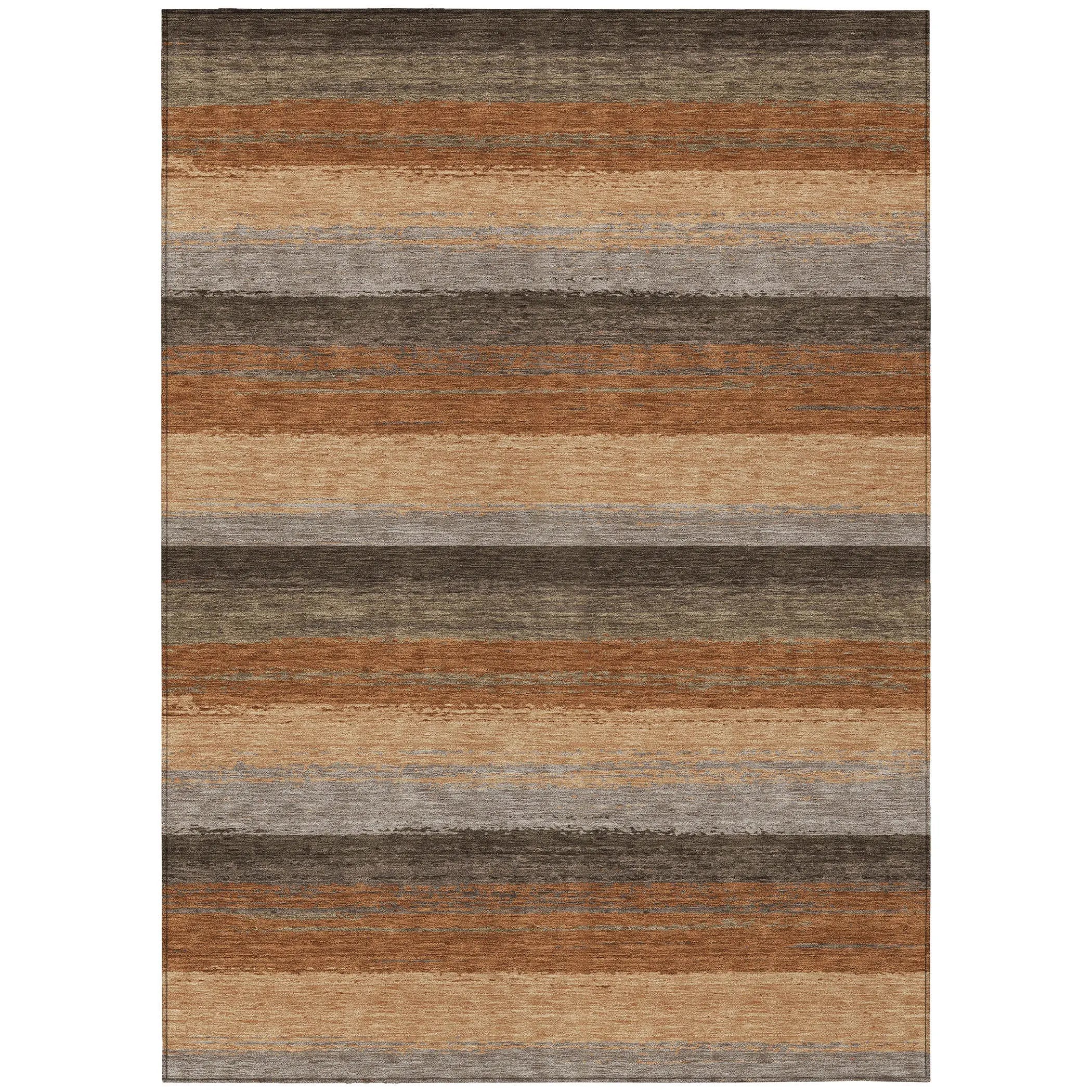 9' X 12' Orange And Green Striped Washable Indoor Outdoor Area Rug Homeroots Outdoor
