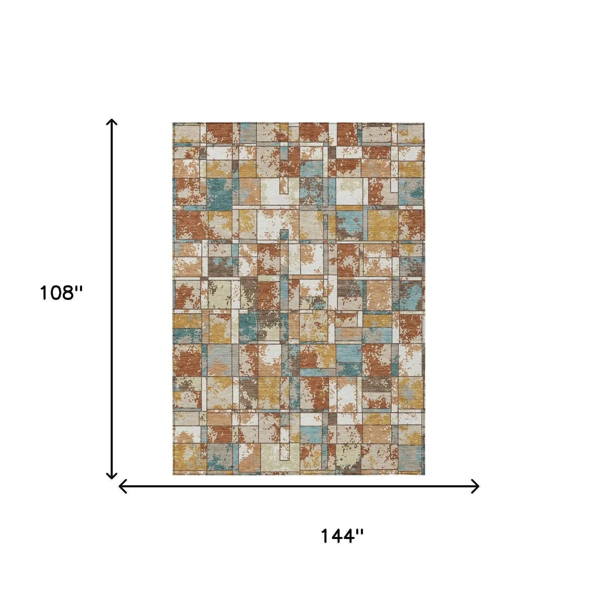 9' X 12' Orange And Ivory Geometric Washable Indoor Outdoor Area Rug Homeroots Outdoor