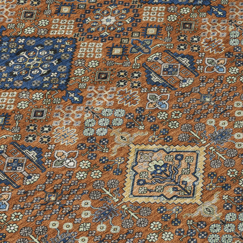 9' X 12' Orange And Navy Blue Geometric Washable Indoor Outdoor Area Rug Homeroots Outdoor