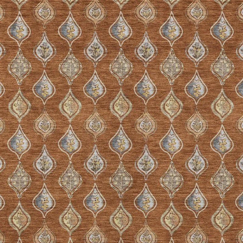 9' X 12' Orange And Taupe Floral Washable Indoor Outdoor Area Rug Homeroots Outdoor