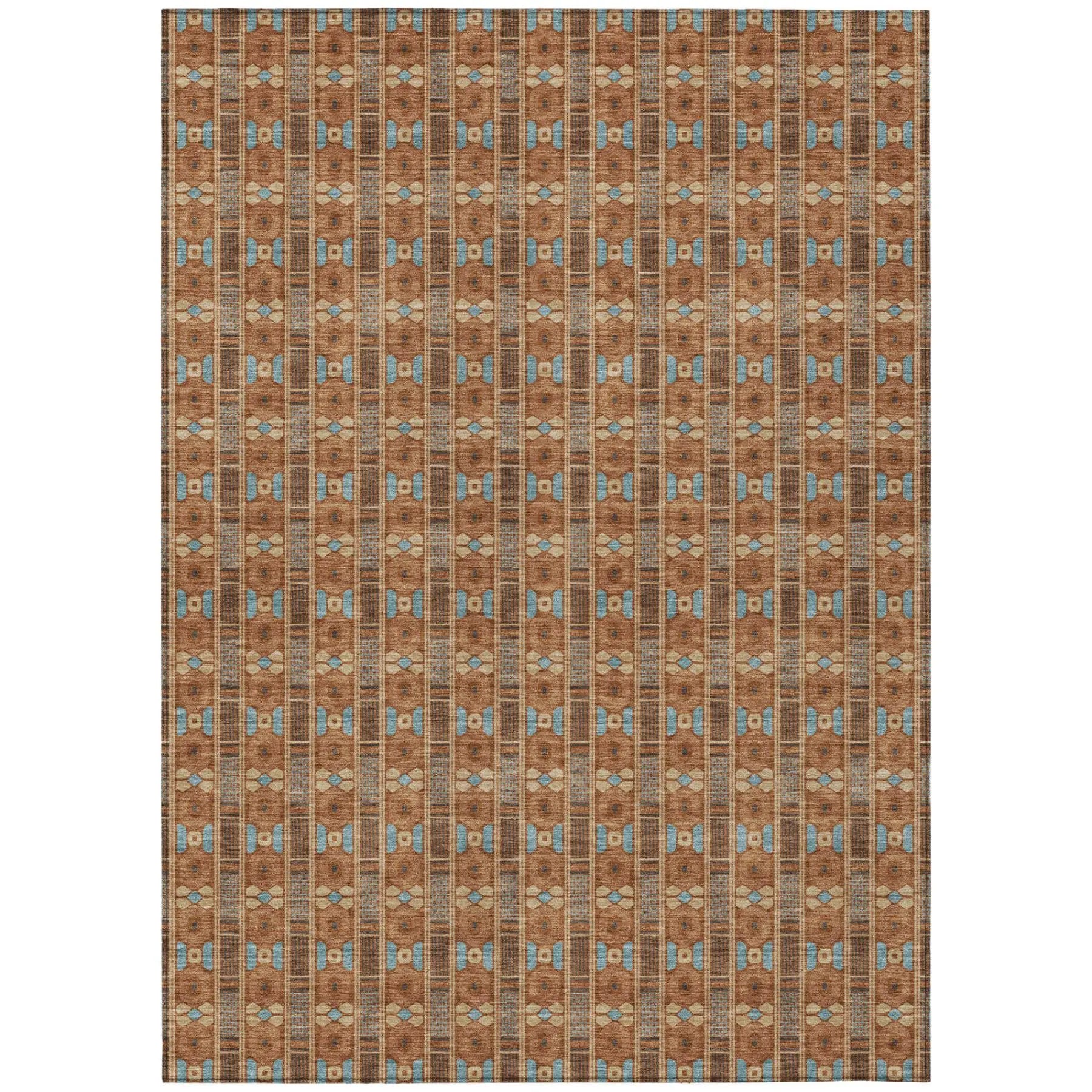 9' X 12' Orange And Teal Blue Striped Washable Indoor Outdoor Area Rug Homeroots Outdoor