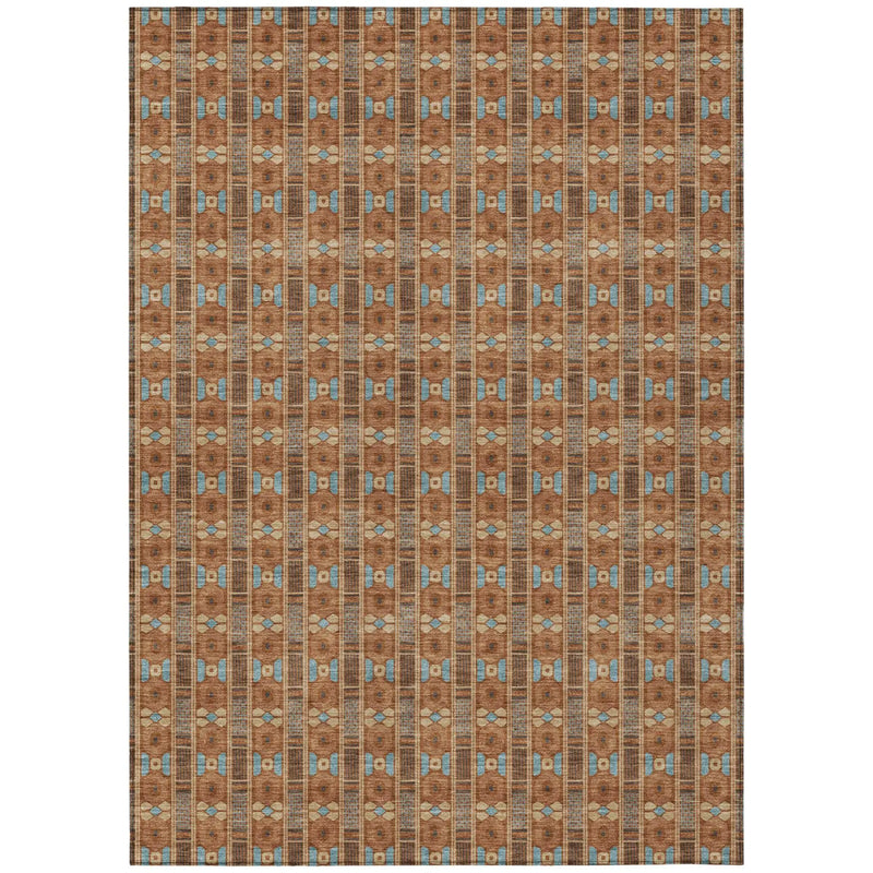 9' X 12' Orange And Teal Blue Striped Washable Indoor Outdoor Area Rug Homeroots Outdoor