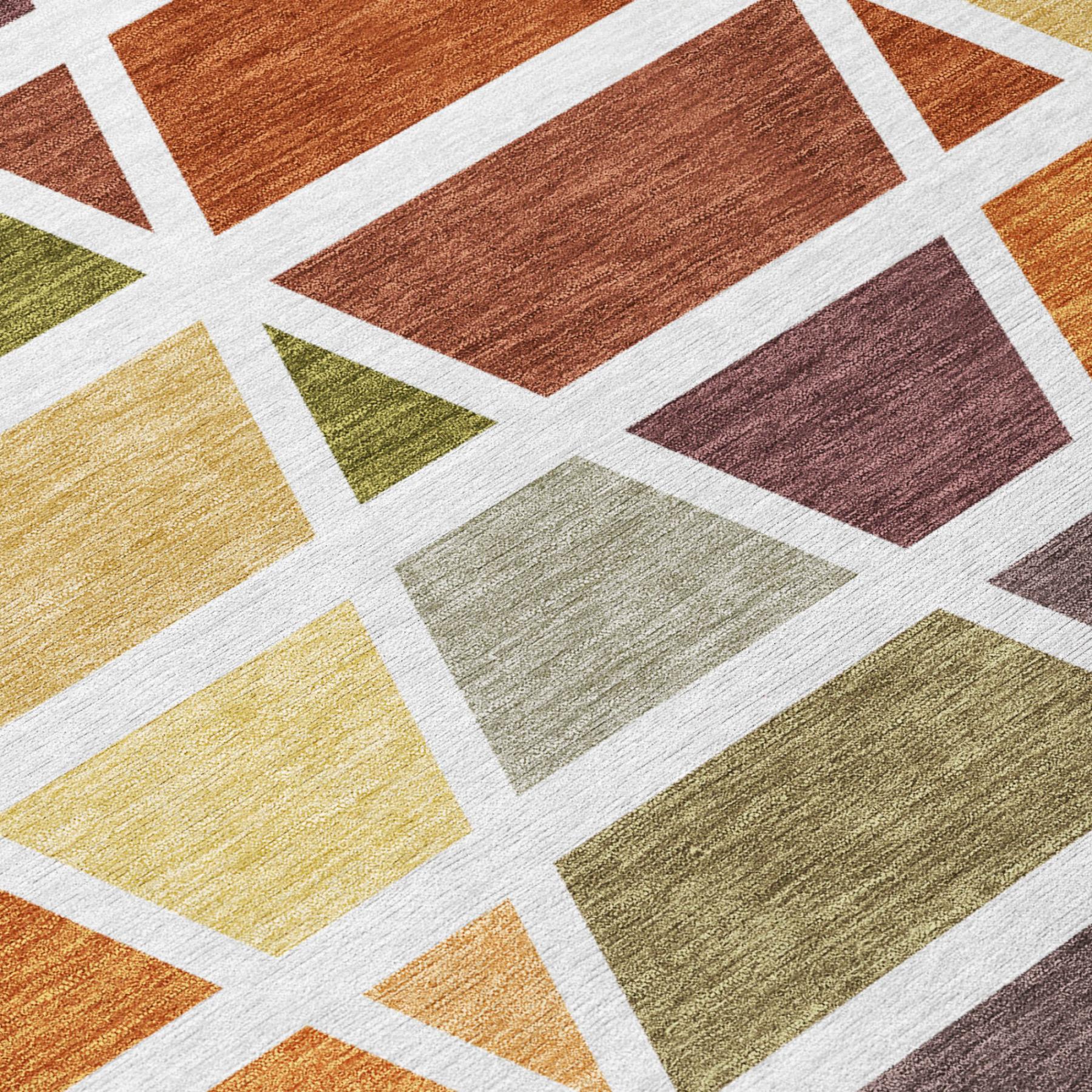 9' X 12' Orange And White Geometric Washable Indoor Outdoor Area Rug Homeroots Outdoor