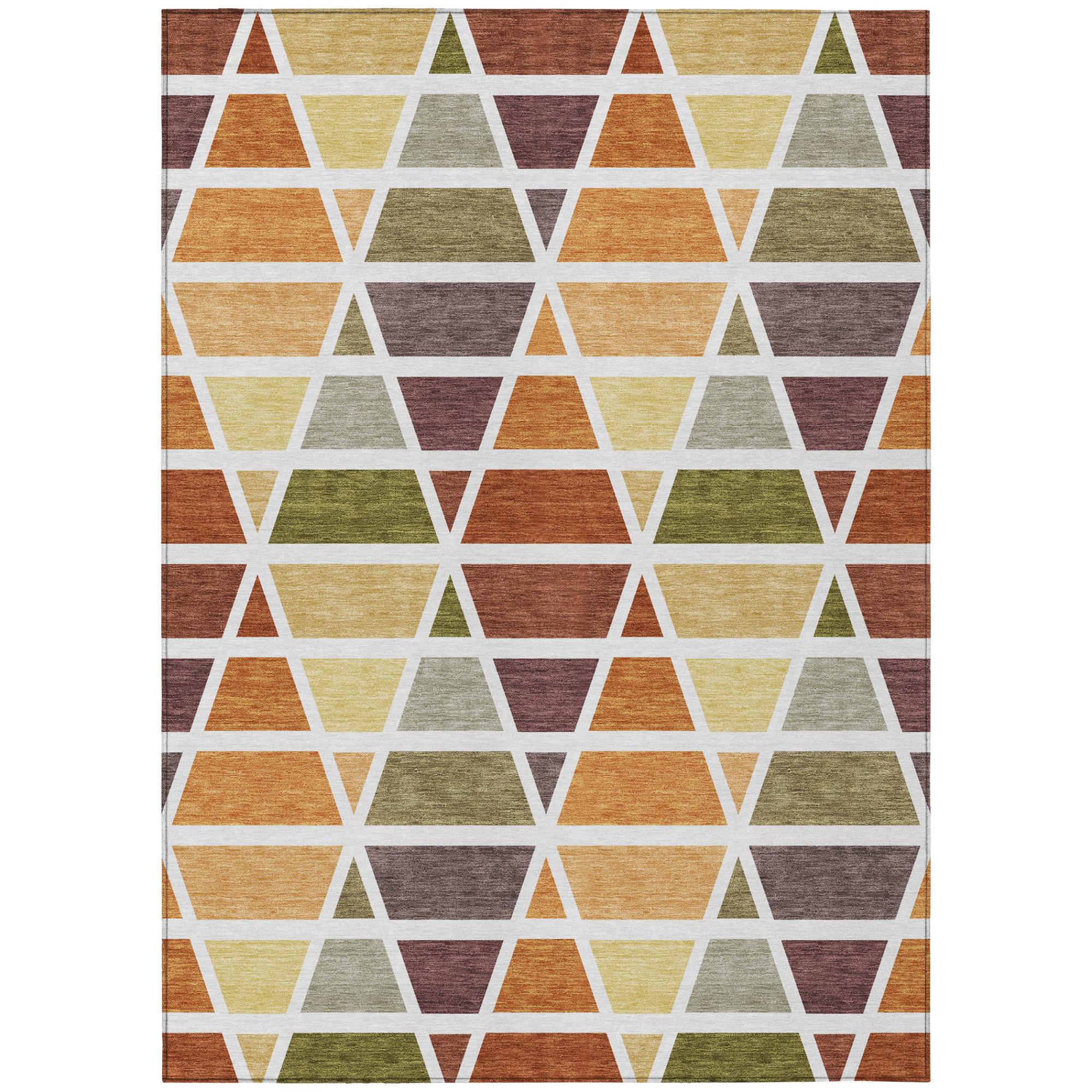 9' X 12' Orange And White Geometric Washable Indoor Outdoor Area Rug Homeroots Outdoor