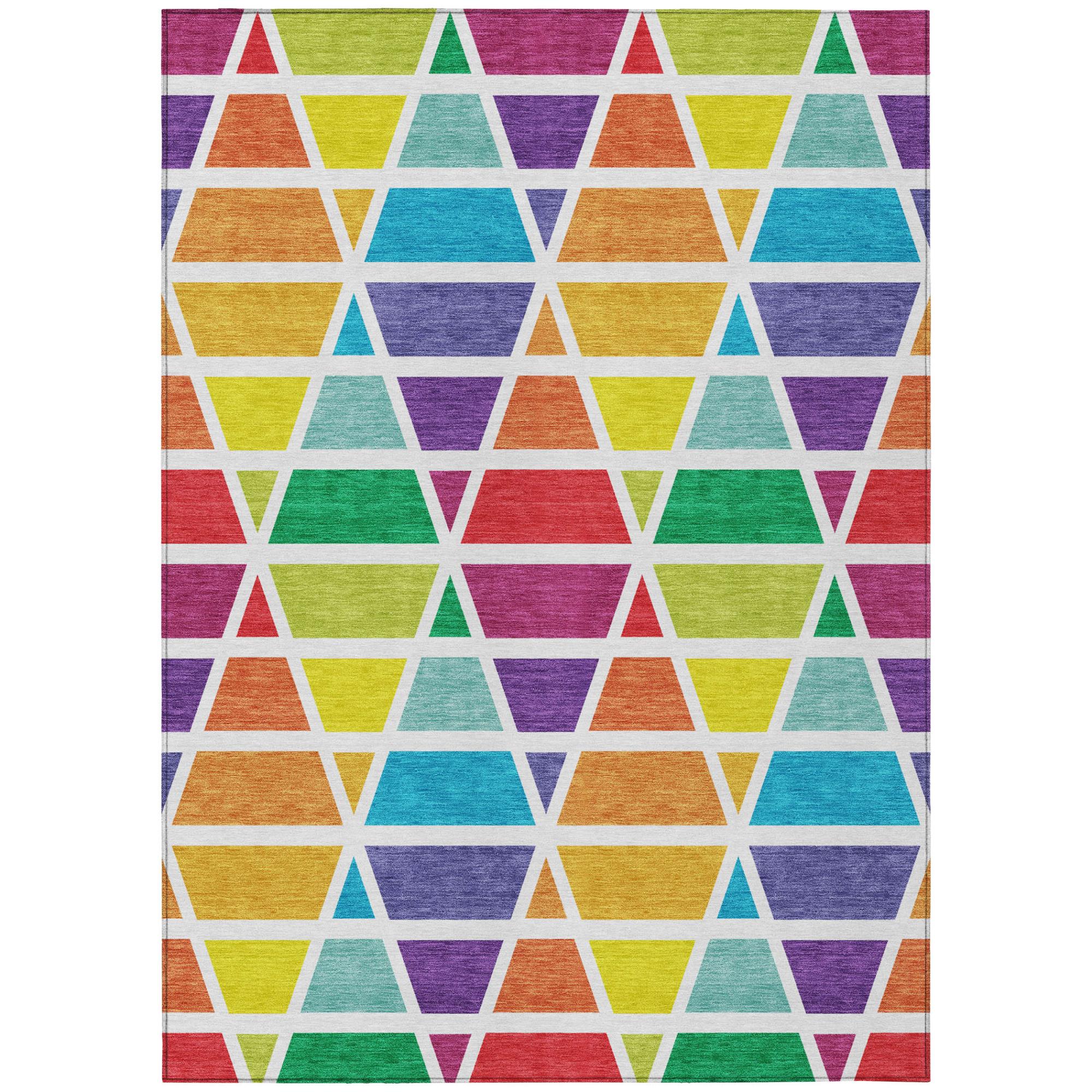 9' X 12' Orange And White Geometric Washable Indoor Outdoor Area Rug Homeroots Outdoor
