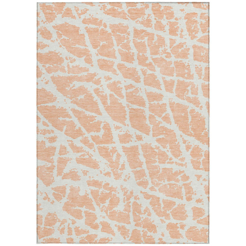 9' X 12' Peach and Ivory Abstract Washable Non Skid Indoor Outdoor Area Rug Homeroots Outdoor