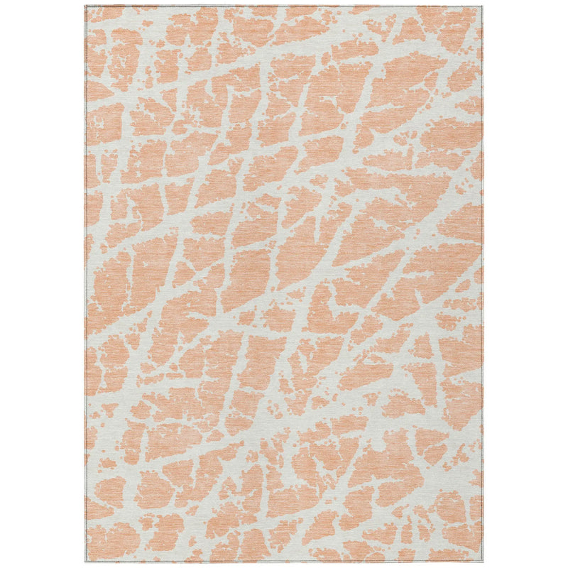 9' X 12' Peach and Ivory Abstract Washable Non Skid Indoor Outdoor Area Rug Homeroots Outdoor
