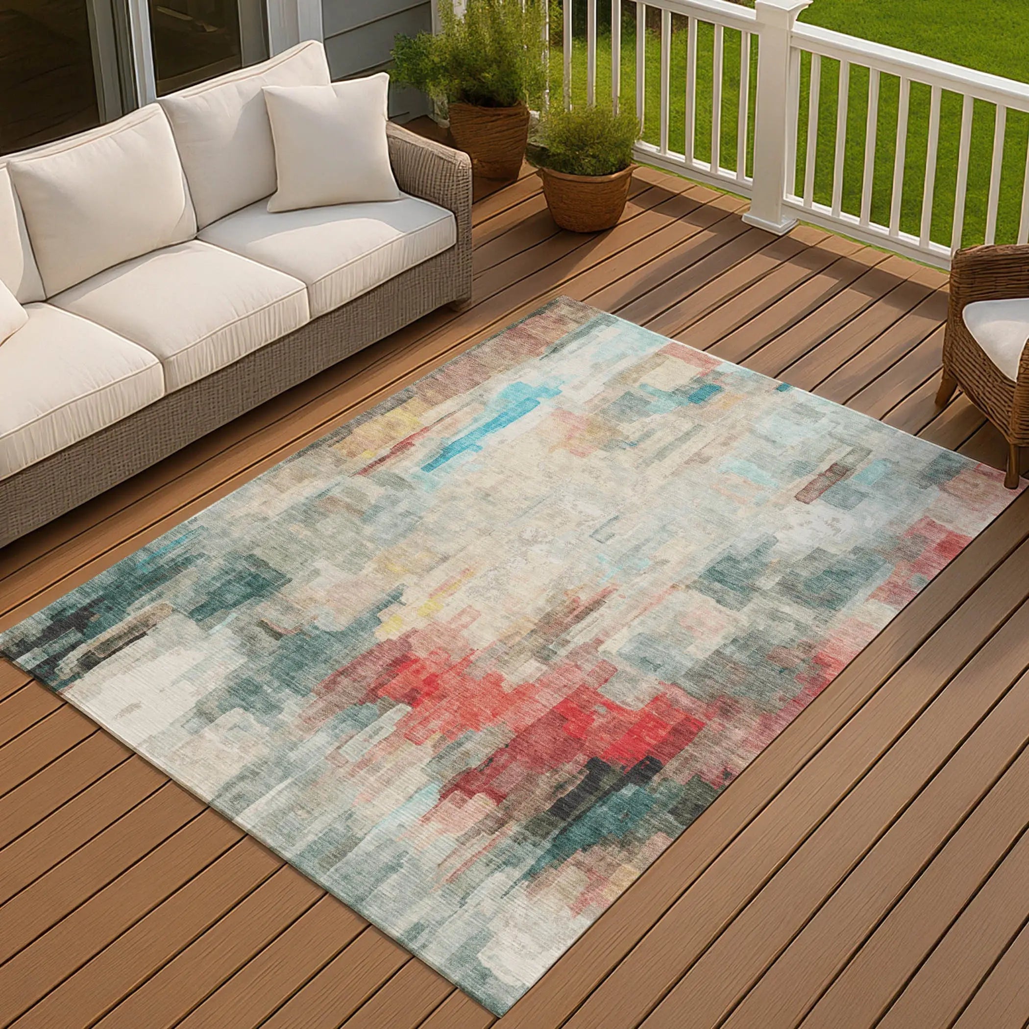 9' X 12' Pearl And Gray Abstract Washable Indoor Outdoor Area Rug Homeroots Outdoor