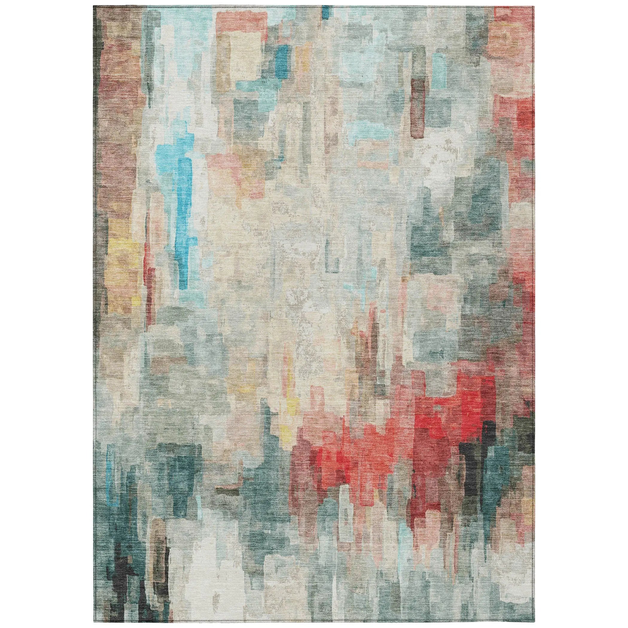 9' X 12' Pearl And Gray Abstract Washable Indoor Outdoor Area Rug Homeroots Outdoor