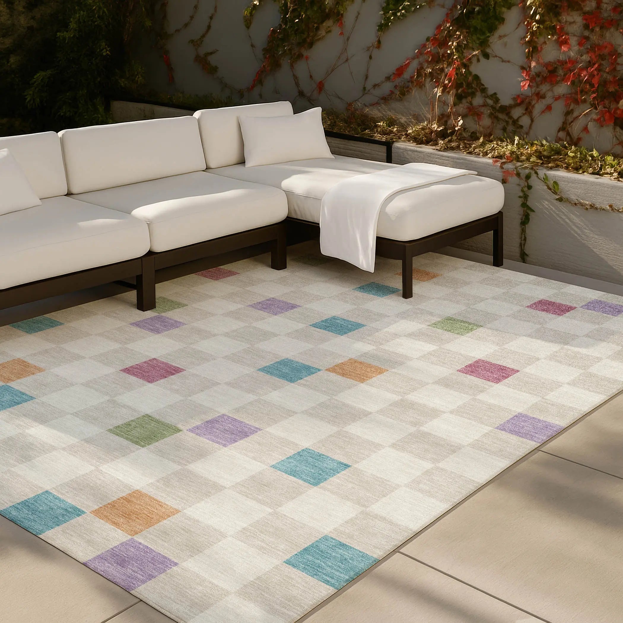 9' X 12' Pearl And Ivory Geometric Washable Indoor Outdoor Area Rug Homeroots Outdoor