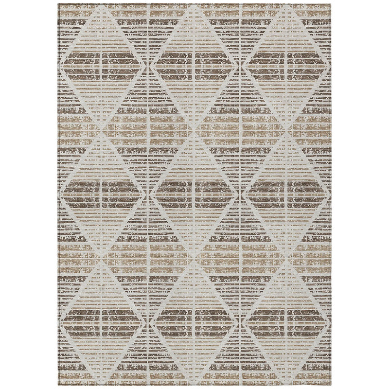 9' X 12' Pearl And Navy Blue Geometric Washable Indoor Outdoor Area Rug Homeroots Outdoor