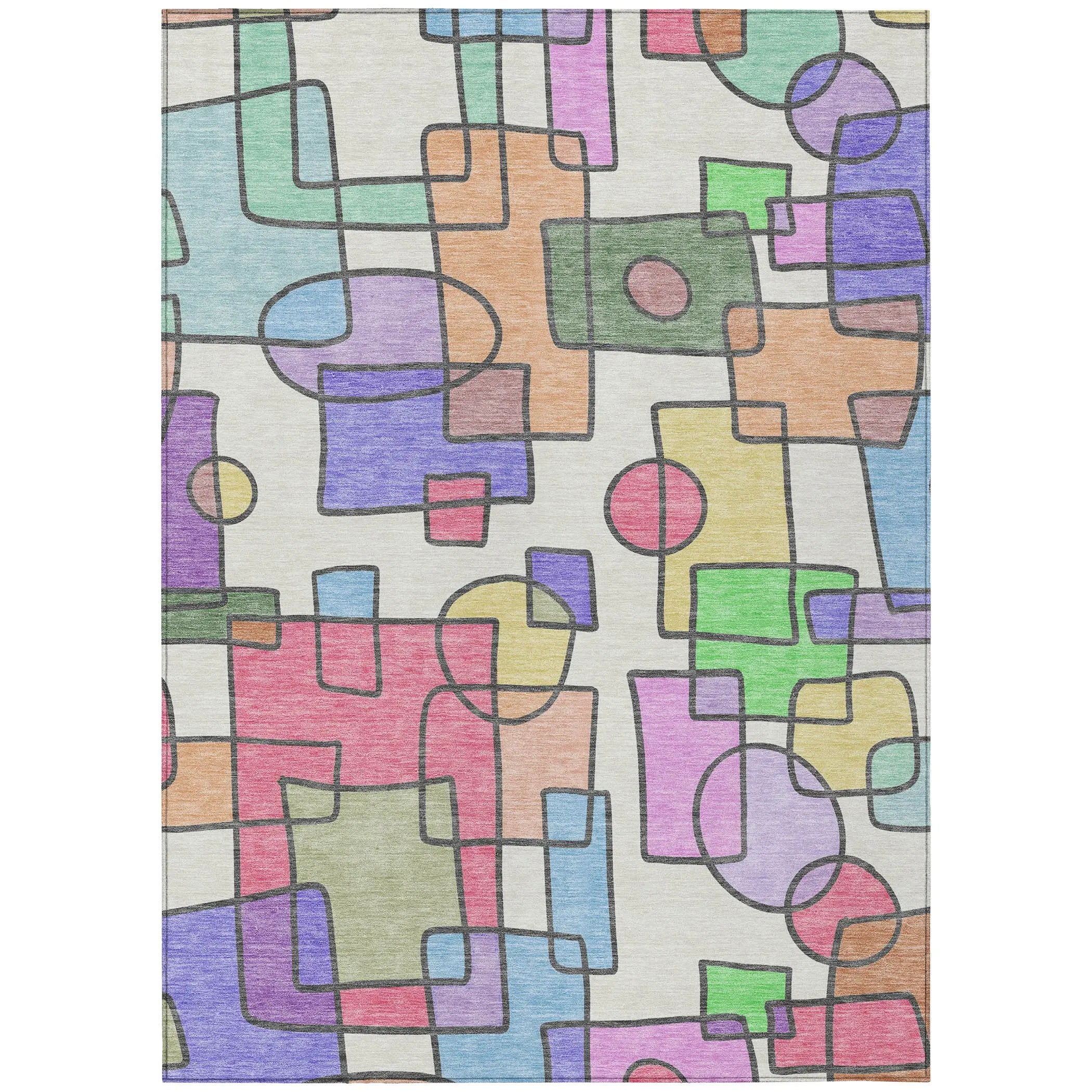9' X 12' Pearl And Pink Geometric Washable Indoor Outdoor Area Rug Homeroots Outdoor