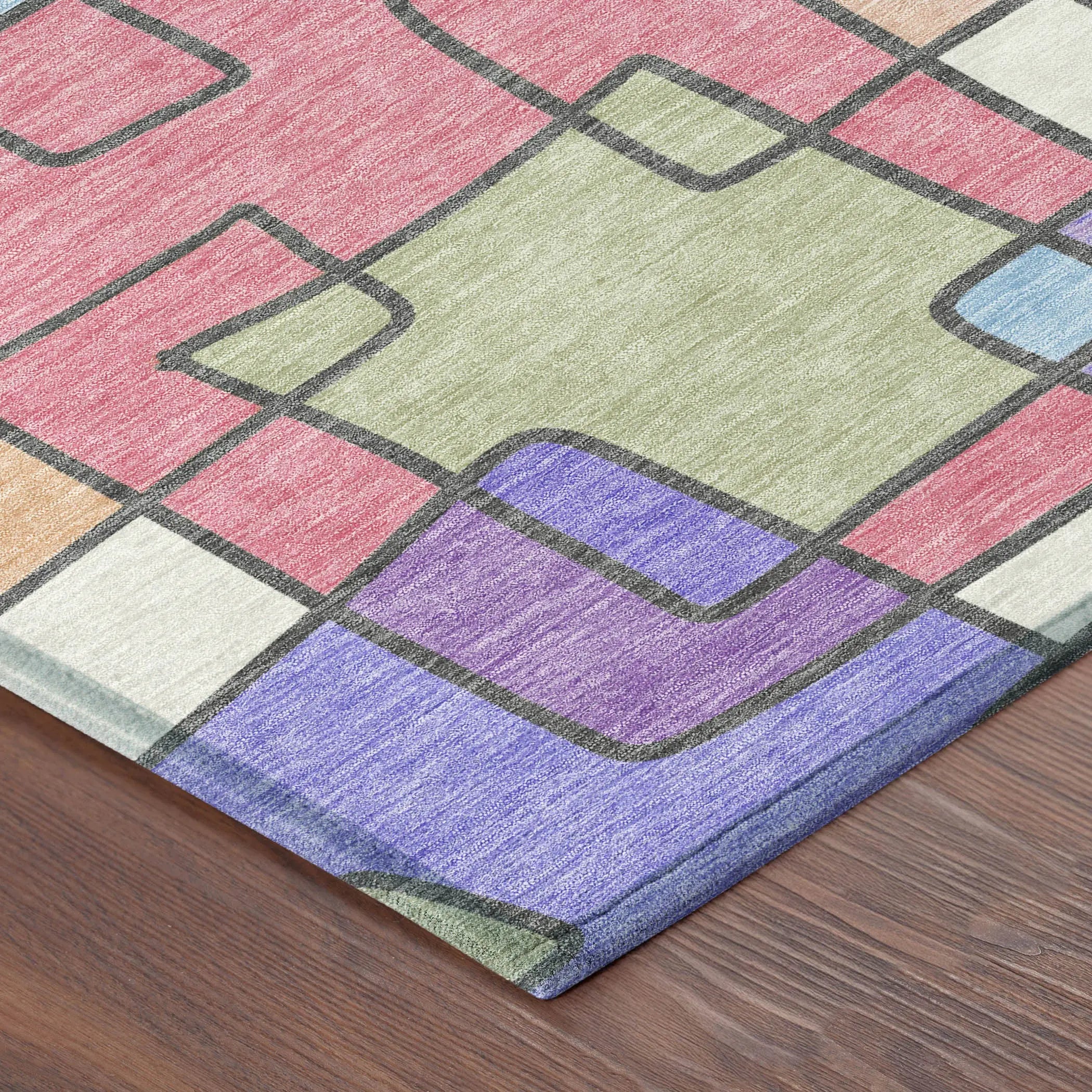 9' X 12' Pearl And Pink Geometric Washable Indoor Outdoor Area Rug Homeroots Outdoor