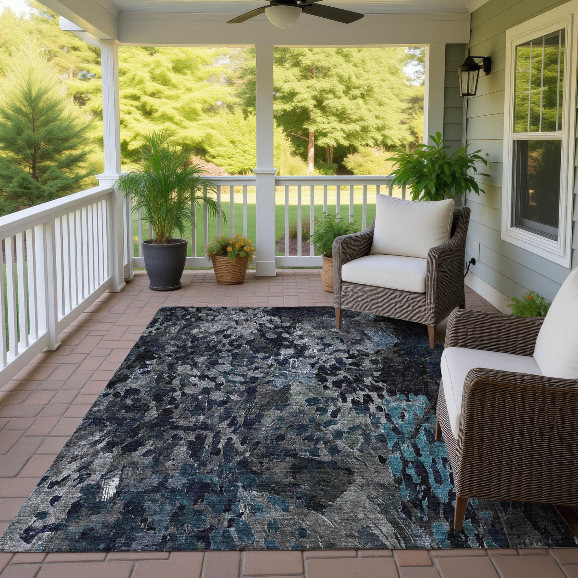 9' X 12' Pewter And Gray Abstract Washable Indoor Outdoor Area Rug Homeroots Outdoor