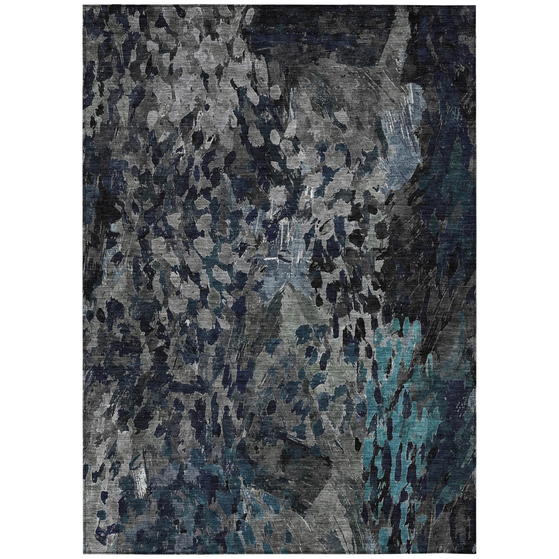 9' X 12' Pewter And Gray Abstract Washable Indoor Outdoor Area Rug Homeroots Outdoor