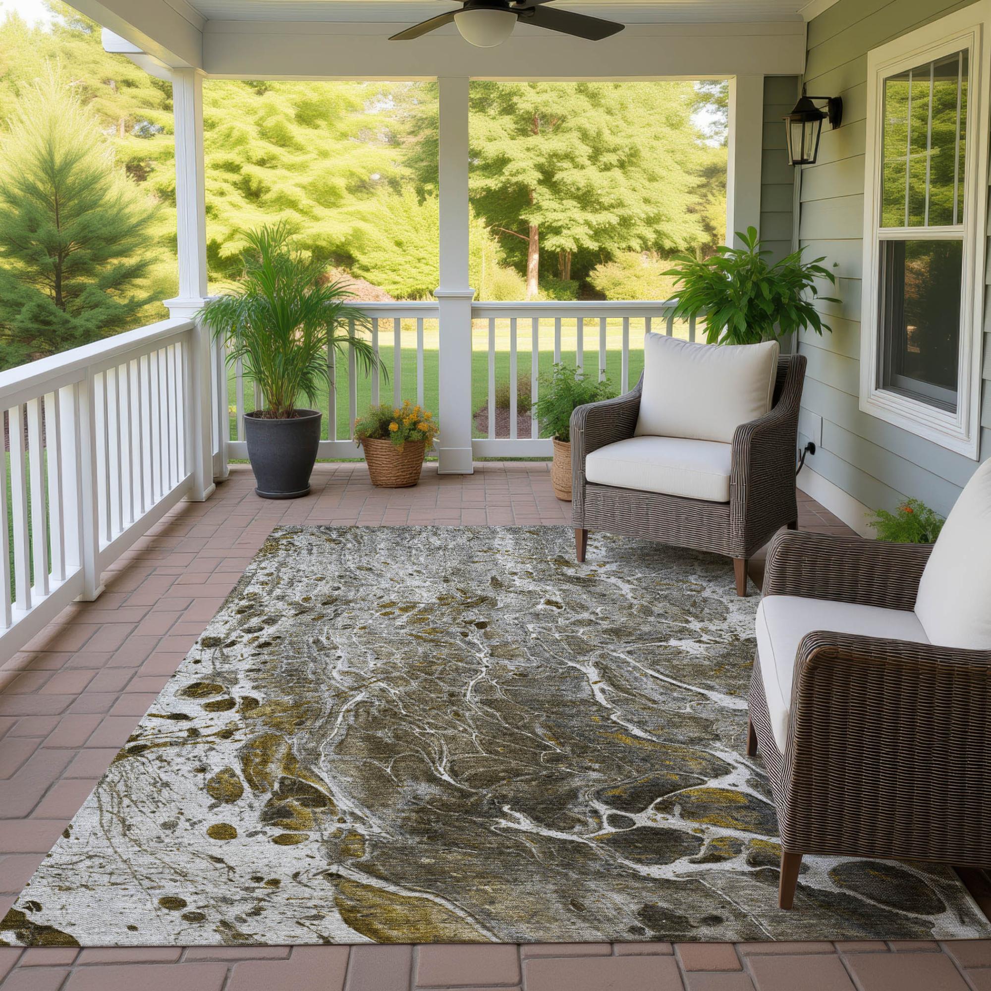 9' X 12' Pewter And Gray Abstract Washable Indoor Outdoor Area Rug Homeroots Outdoor