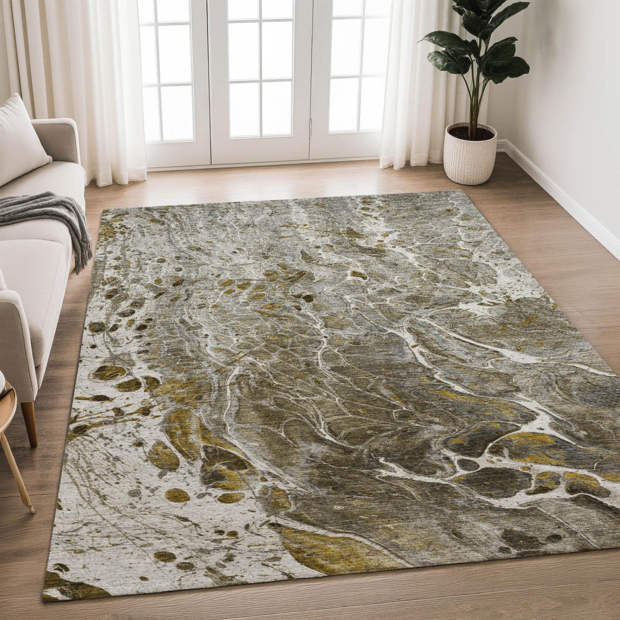 9' X 12' Pewter And Gray Abstract Washable Indoor Outdoor Area Rug Homeroots Outdoor