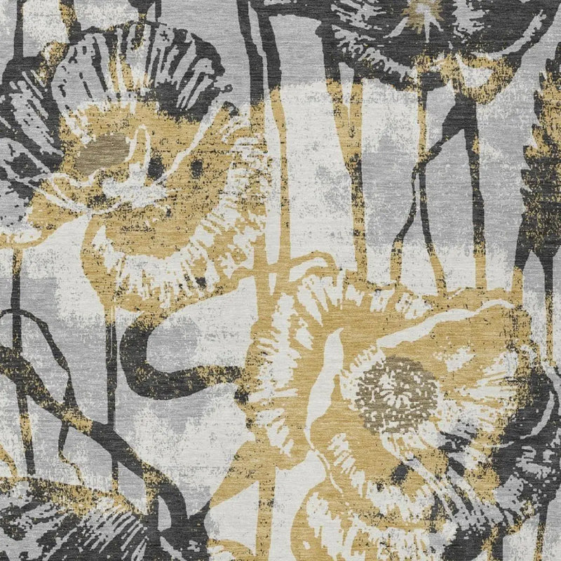 9' X 12' Pewter And Gray Floral Washable Indoor Outdoor Area Rug Homeroots Outdoor