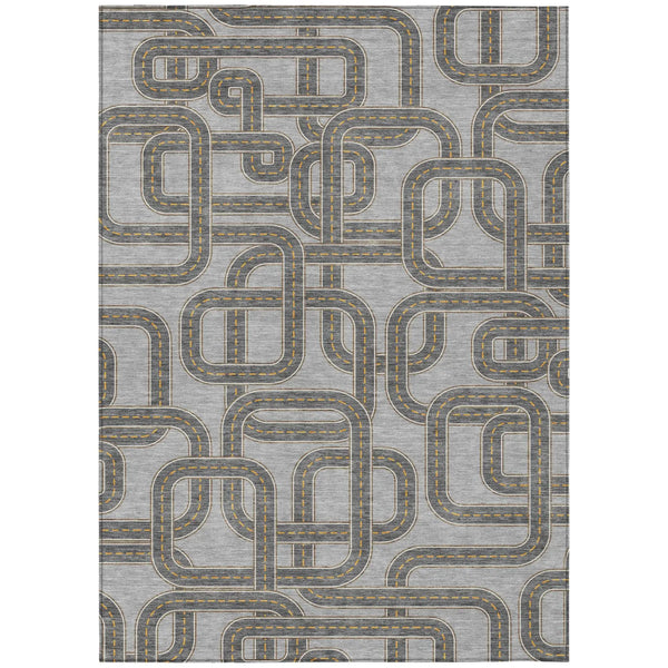 9' X 12' Pewter And Gray Geometric Washable Indoor Outdoor Area Rug Homeroots Outdoor