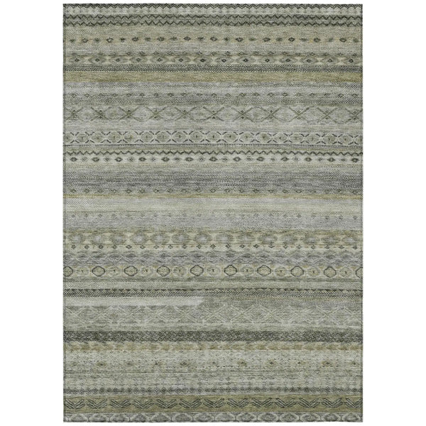 9' X 12' Pewter And Gray Striped Washable Indoor Outdoor Area Rug Homeroots Outdoor