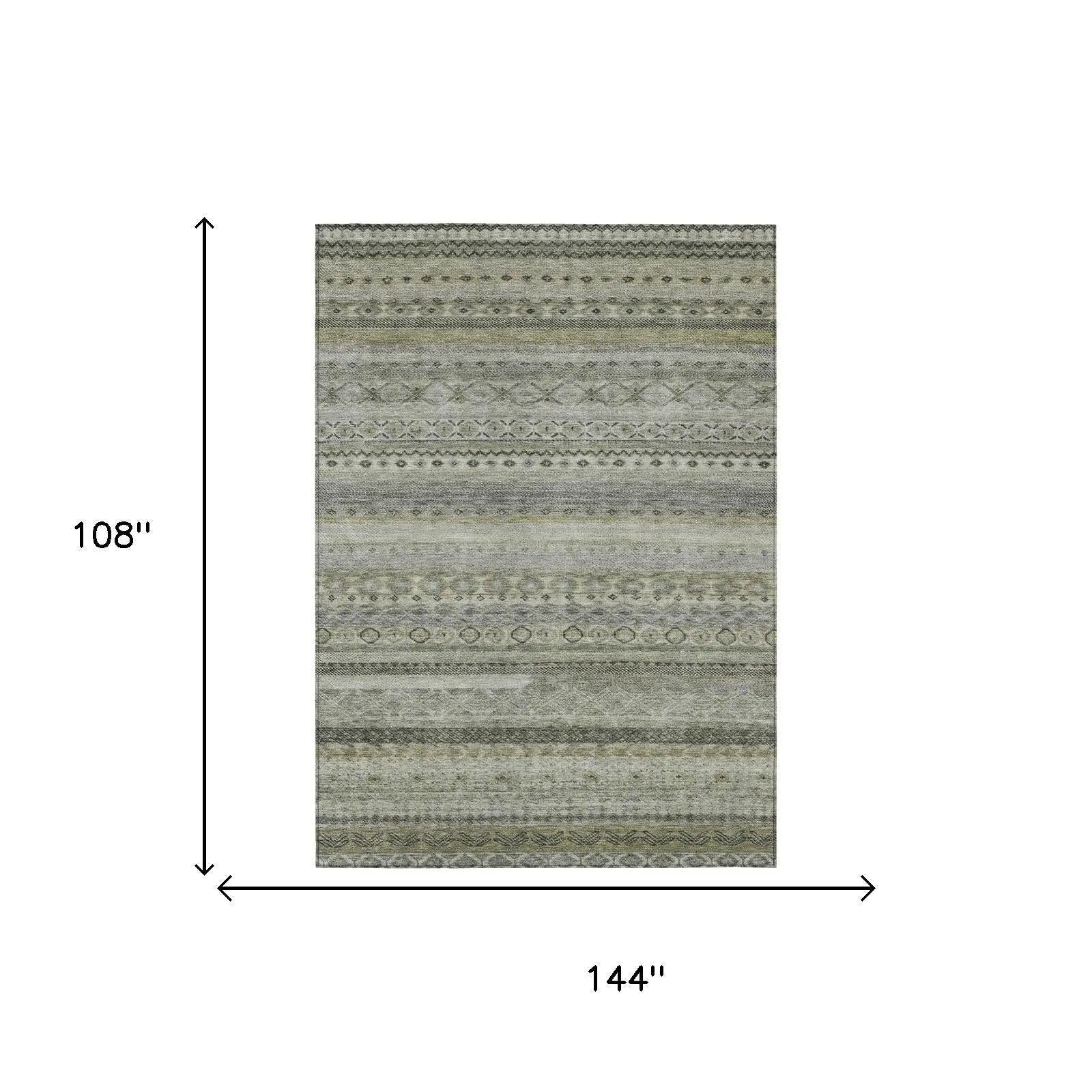 9' X 12' Pewter And Gray Striped Washable Indoor Outdoor Area Rug Homeroots Outdoor