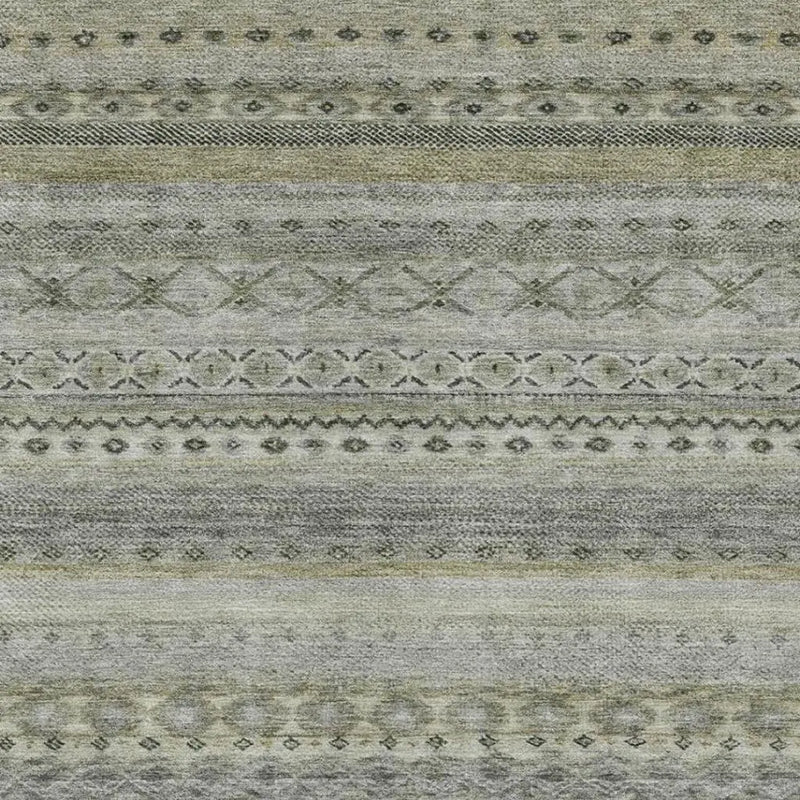 9' X 12' Pewter And Gray Striped Washable Indoor Outdoor Area Rug Homeroots Outdoor